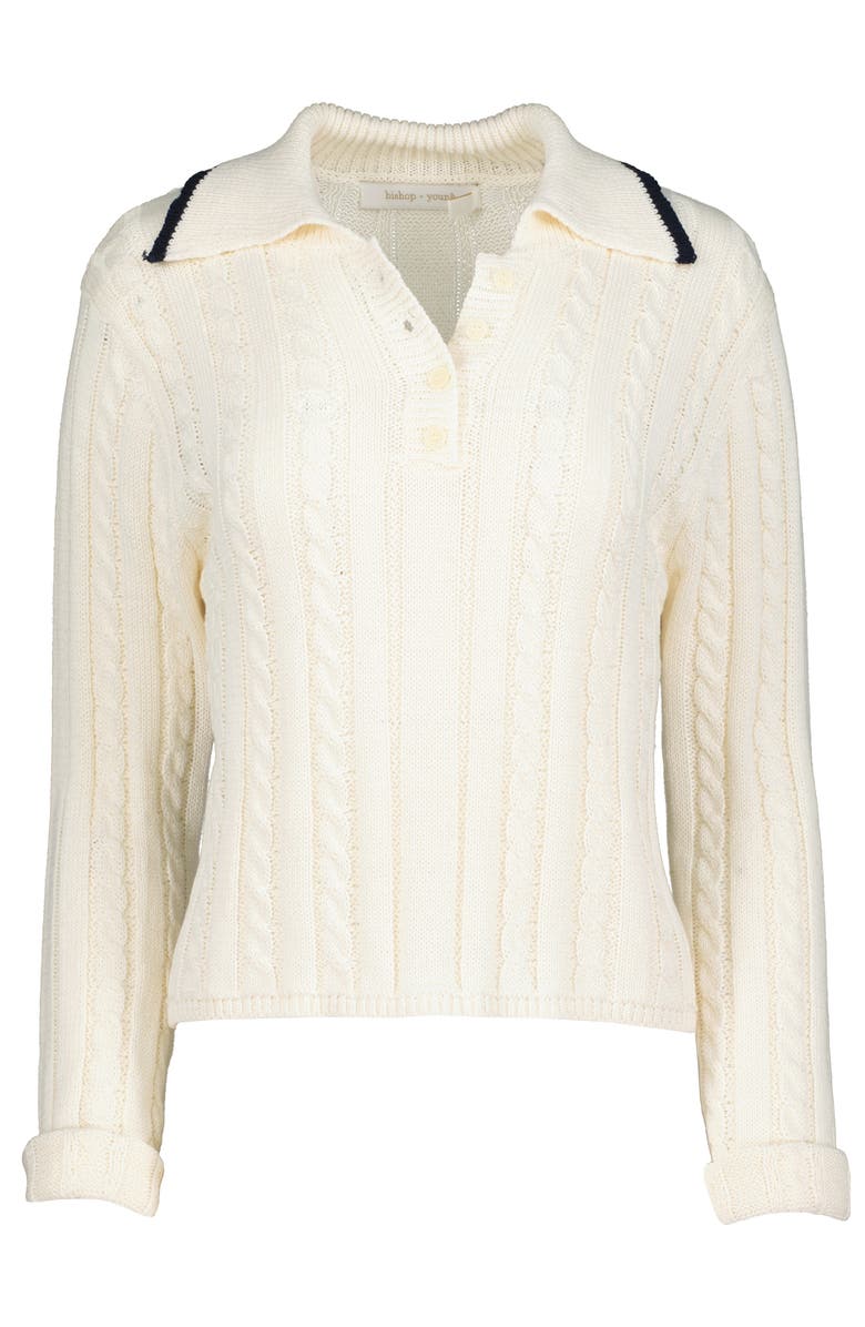 Bishop + Young Jackie Polo Long Sleeve Sweater, Alternate, color, Ivory
