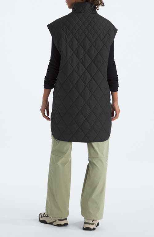 The North Face Diamond Peak Water Repellent Quilted Long Vest In Black