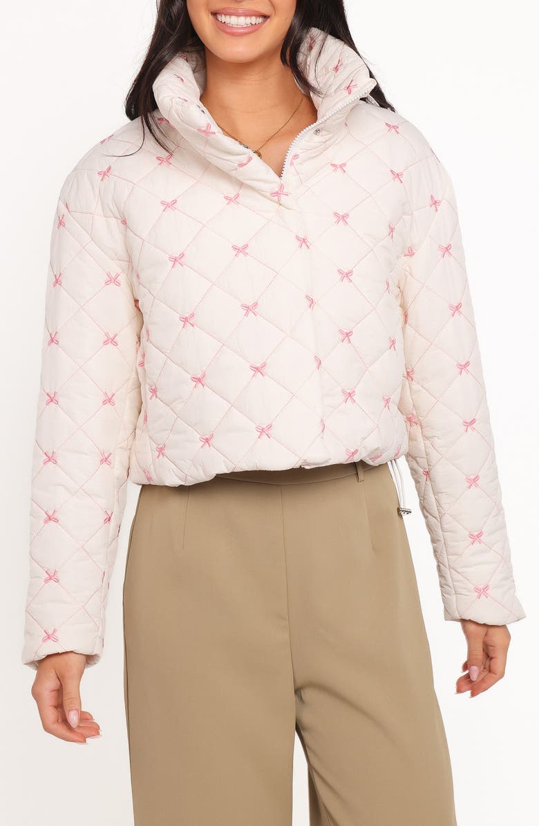 Petal & Pup Adi Diamond Quilted Jacket, Main, color, Pink Bow