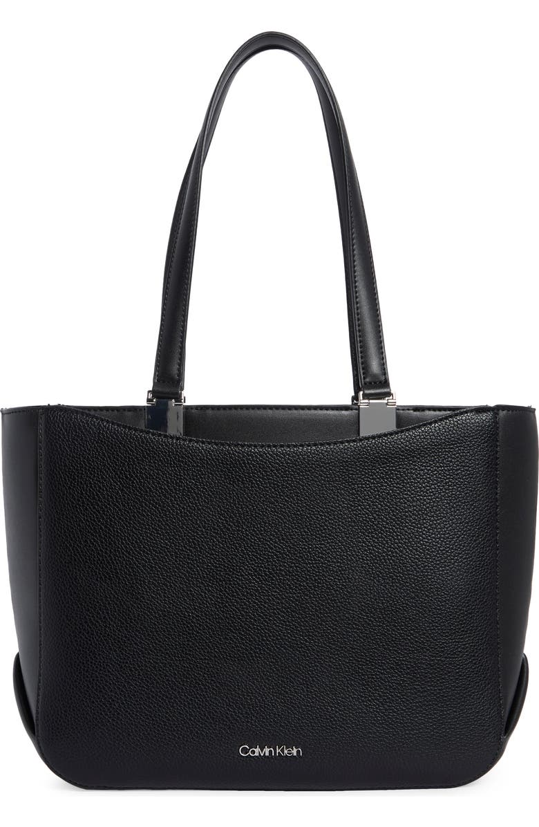 Calvin Klein Akari Tote Bag, Main, color, Black/ Silver