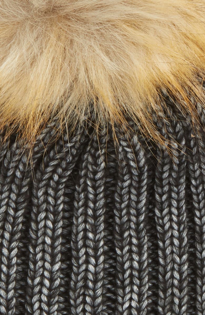 Sole Society Faux Fur Pom Knit Beanie, Alternate, color, 