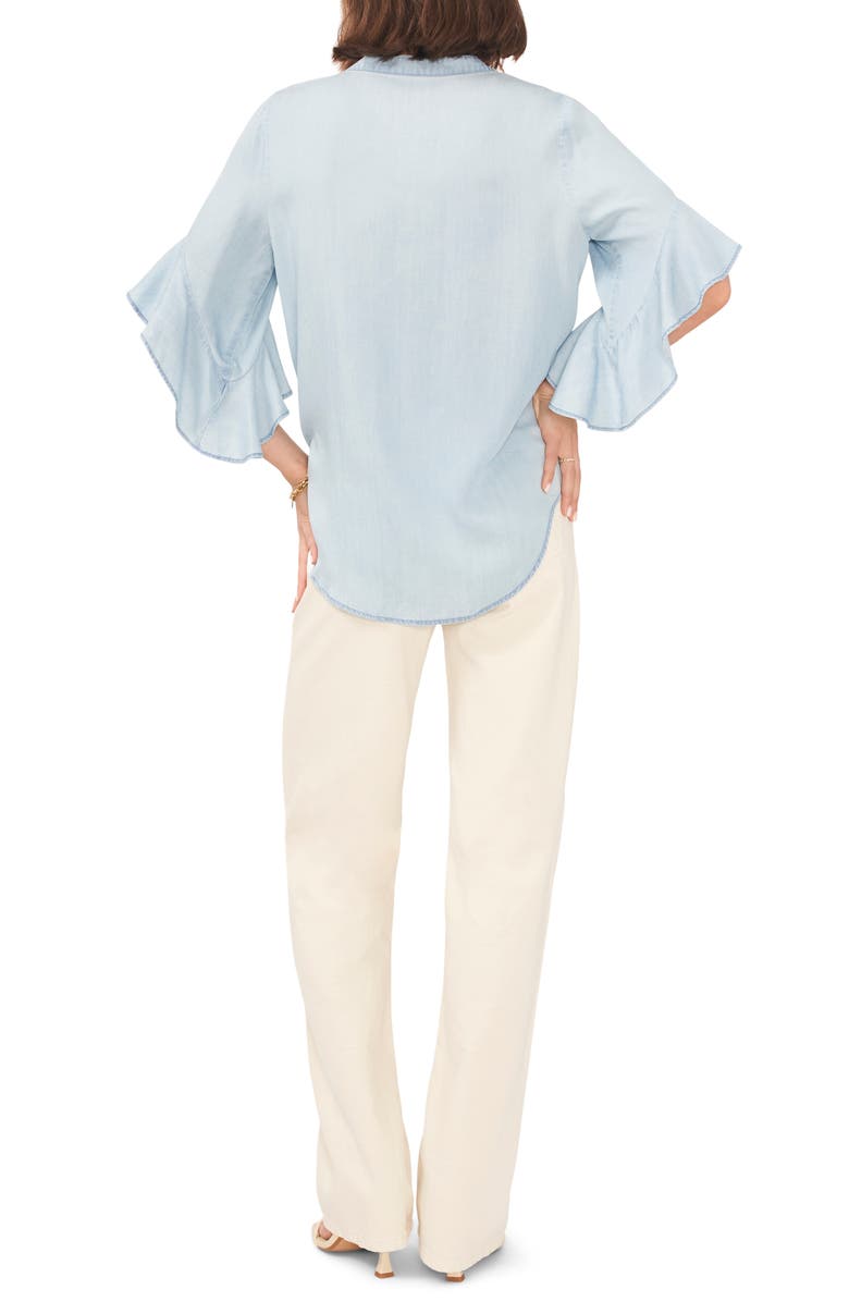 Vince Camuto Pintuck Flutter Sleeve Blouse, Alternate, color, Arctic Surf
