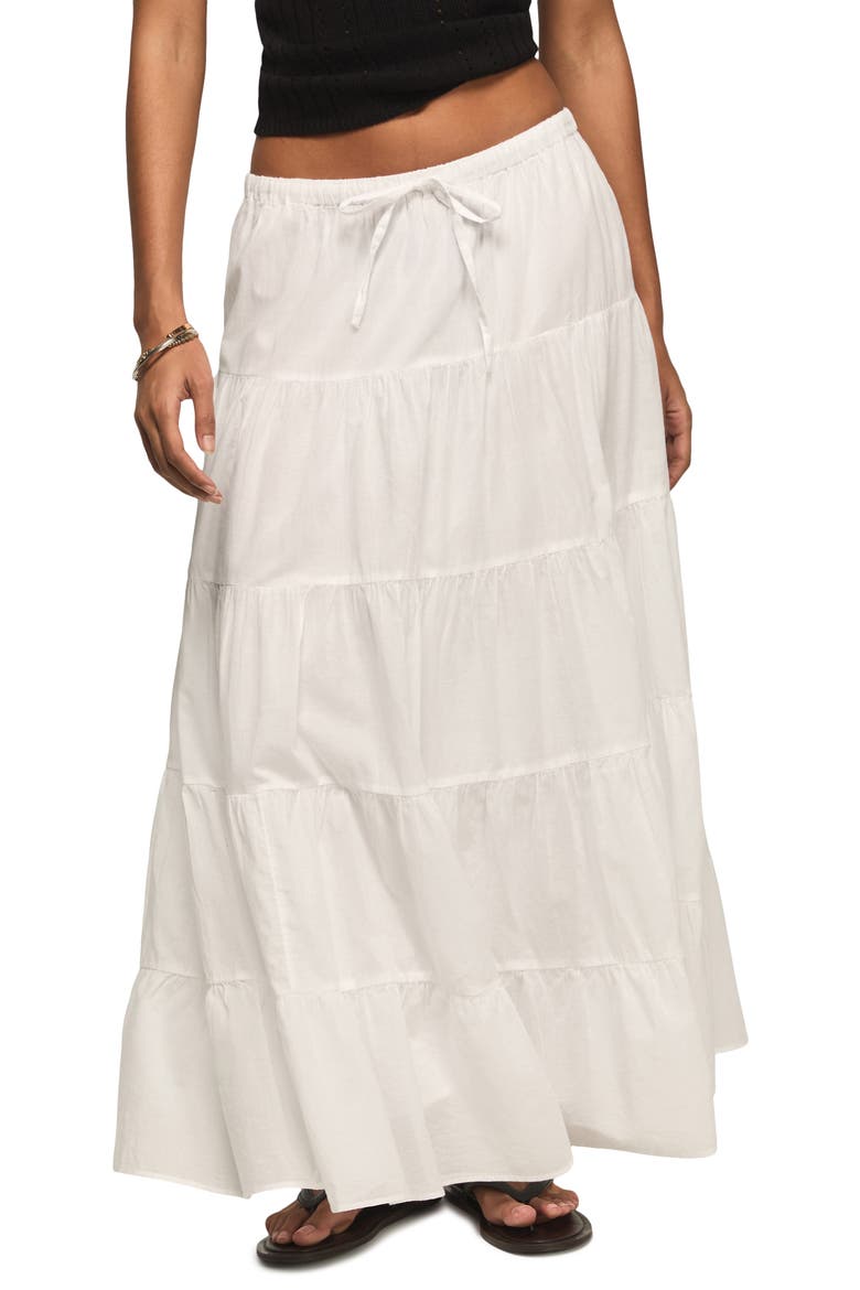Tiered Poplin Maxi Skirt, Main, color, BRIGHT WHITE