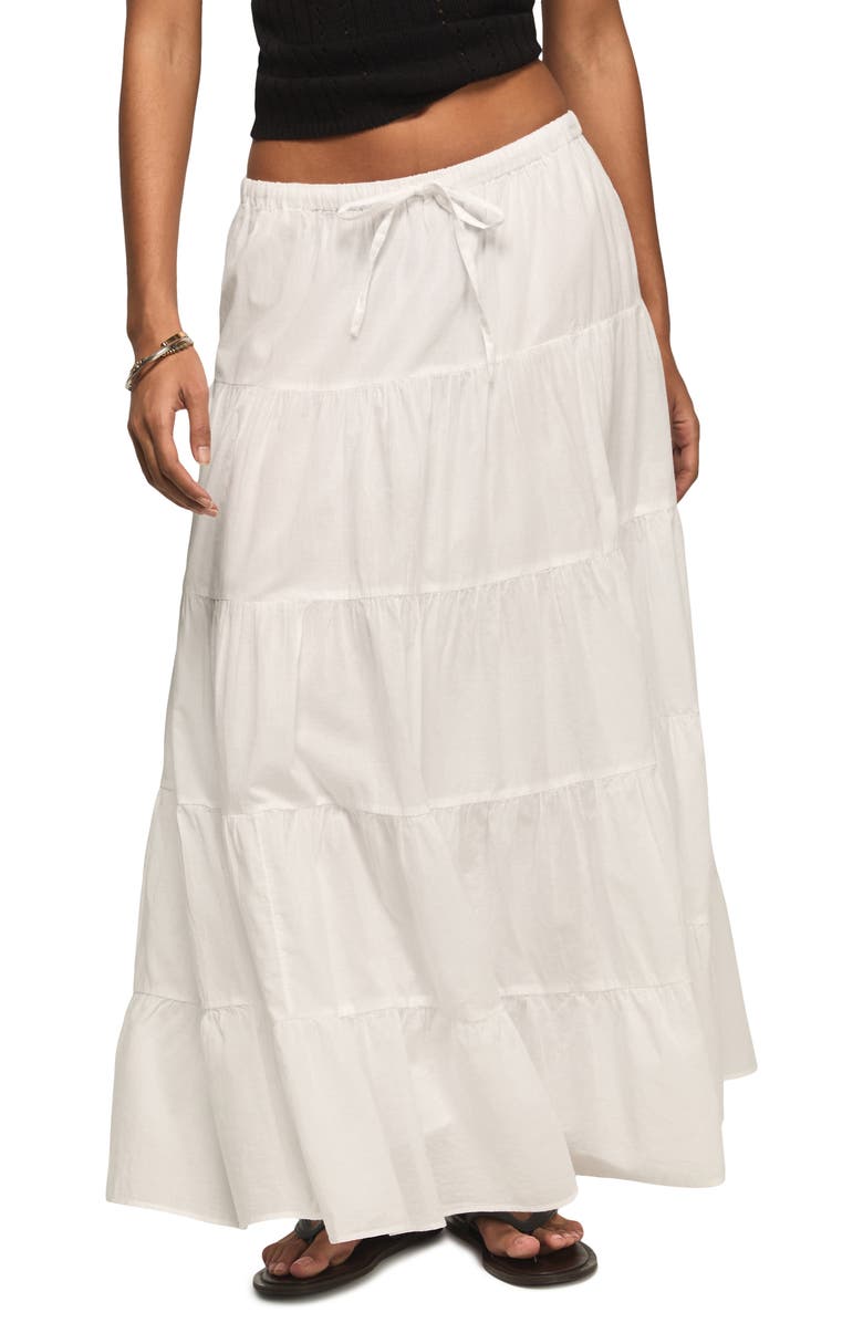 Lucky Brand Tiered Poplin Maxi Skirt, Main, color, Bright White
