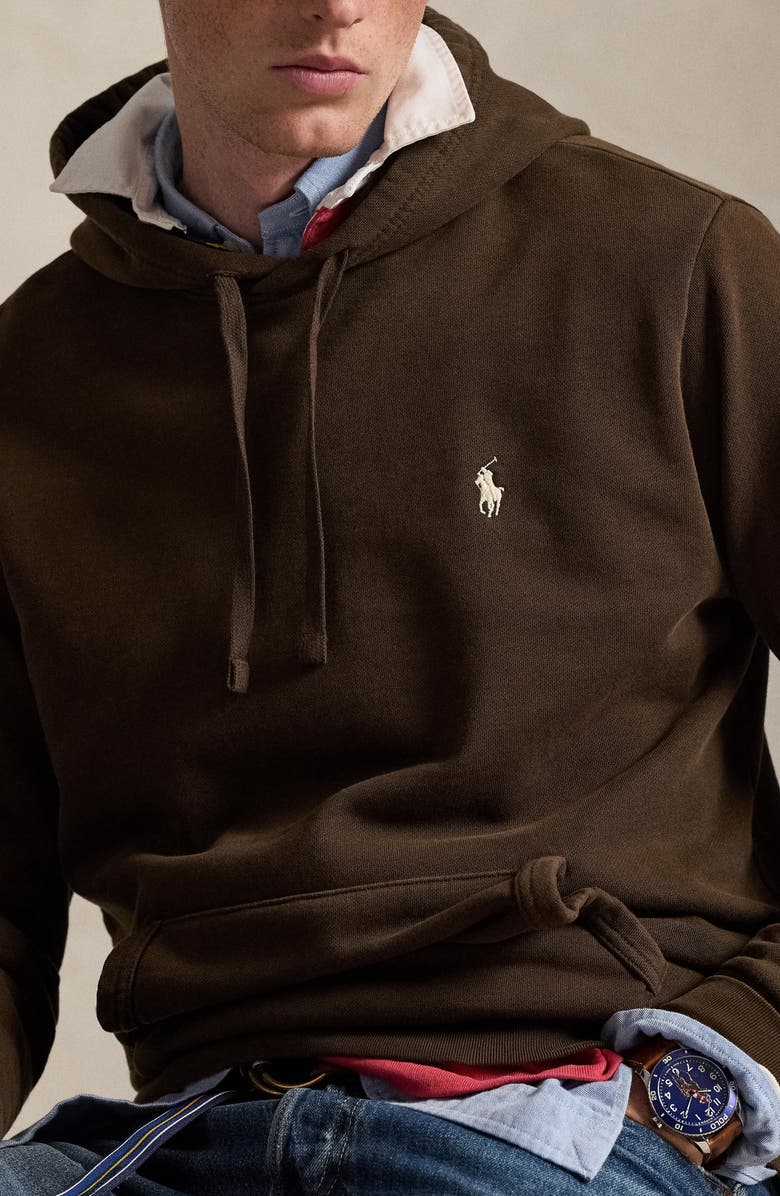 Polo Ralph Lauren Loopback Cotton Fleece Hoodie, Alternate, color, Dark Beech
