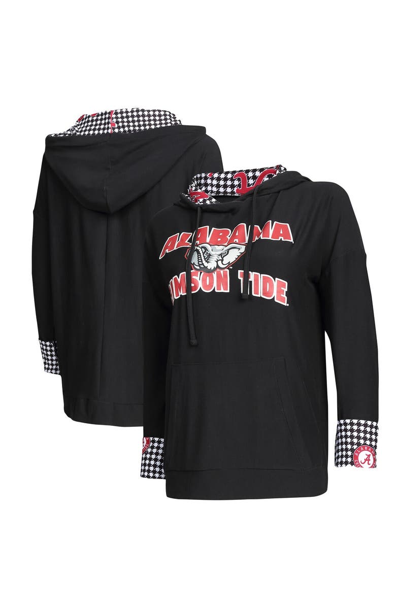 CONCEPTS SPORT Women's Concepts Sport Black Alabama Crimson Tide Fairway Houndstooth Pullover Hoodie, Main, color,
