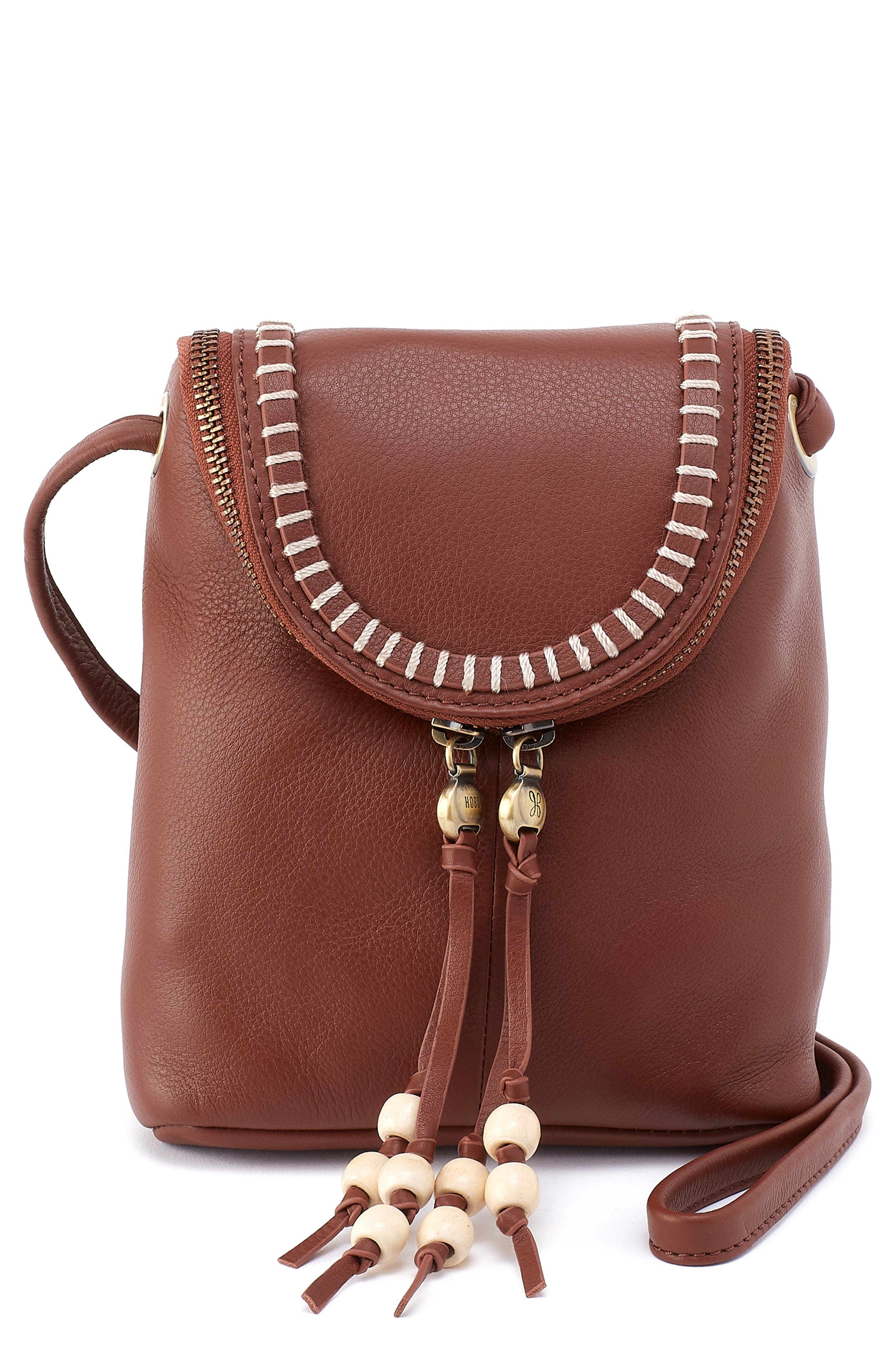 HOBO Fern Leather Crossbody Bag, Main, color, Cocoa Bean