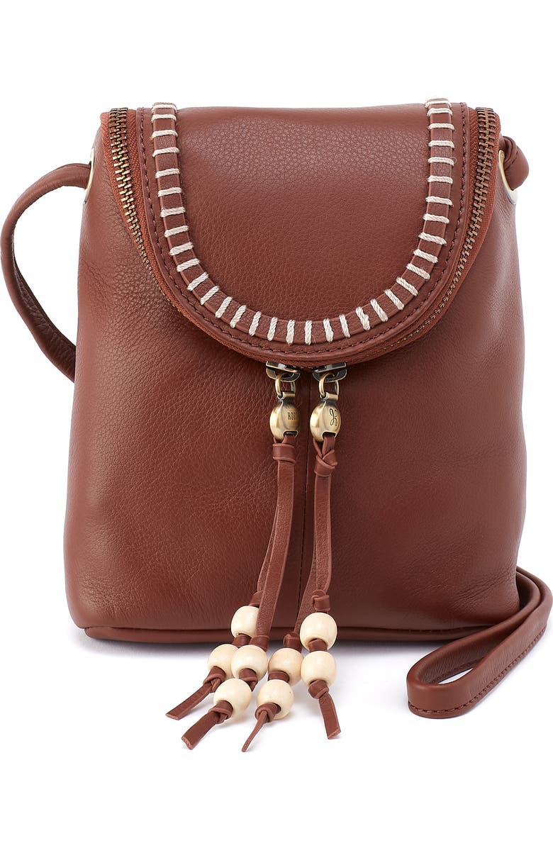 HOBO Fern Leather Crossbody Bag, Main, color, Cocoa Bean
