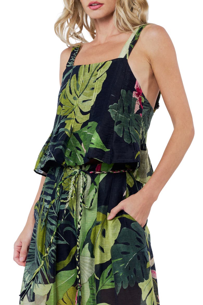 Arushi Palm Print Top, Alternate, color, BLACK MULTI