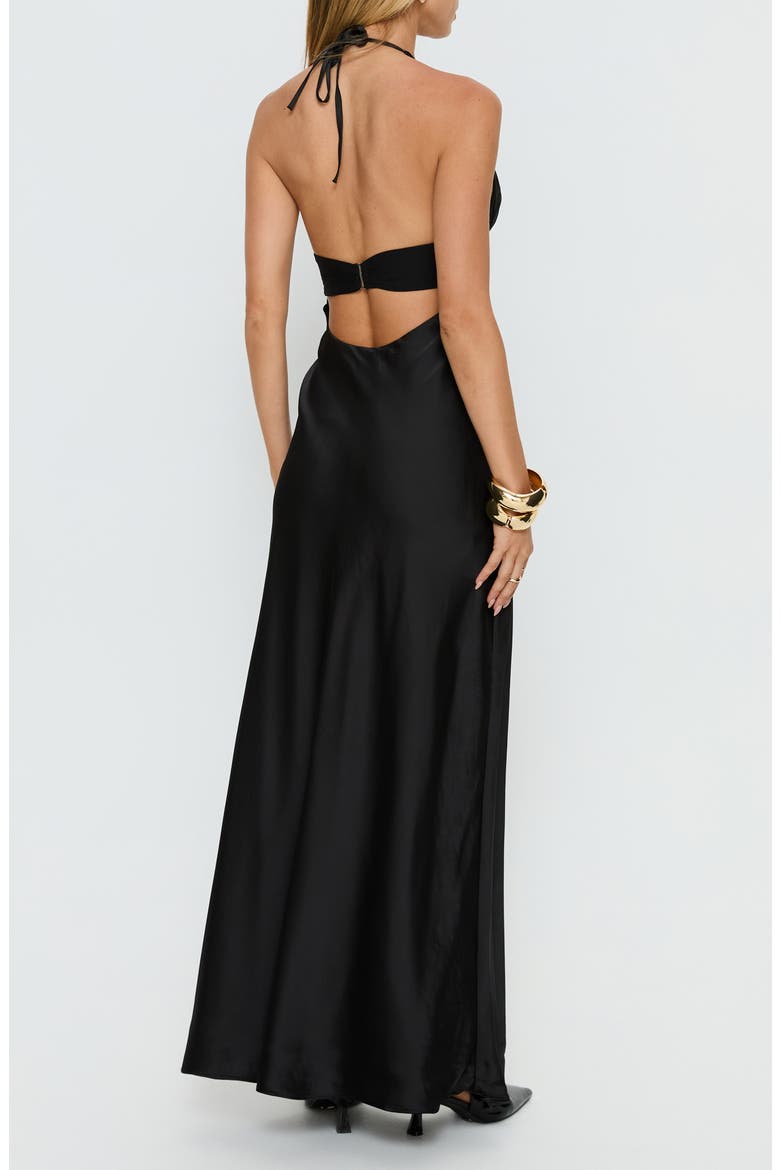 Odyssa Satin Halter Gown, Alternate, color, BLACK