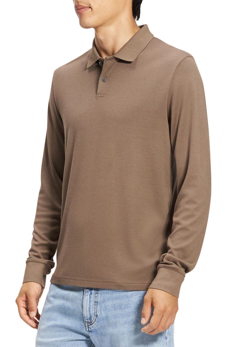 Goris Anemone Milano Long Sleeve Polo, Alternate, color, DARK TAUPE