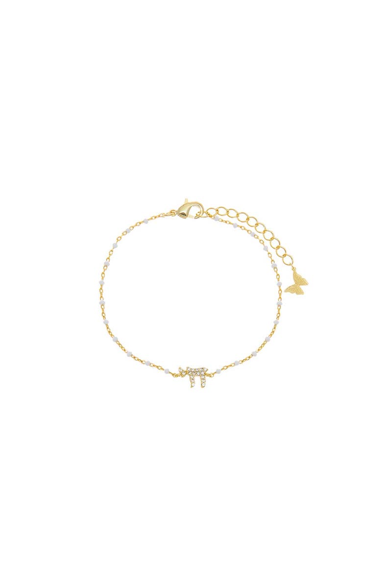 BY ADINA EDEN Chai White Enamel Beaded Bracelet, Main, color, Gold