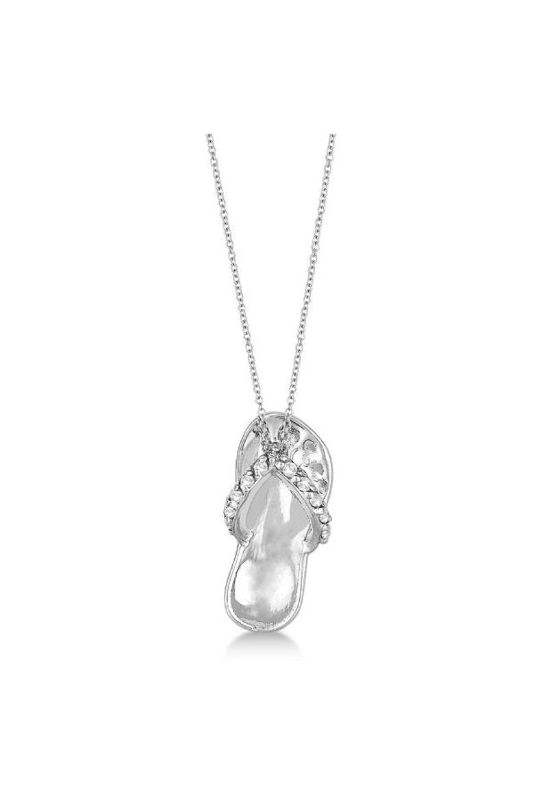 Flip Flop Shaped Diamond Pendant Necklace 14k, Alternate, color, White Gold