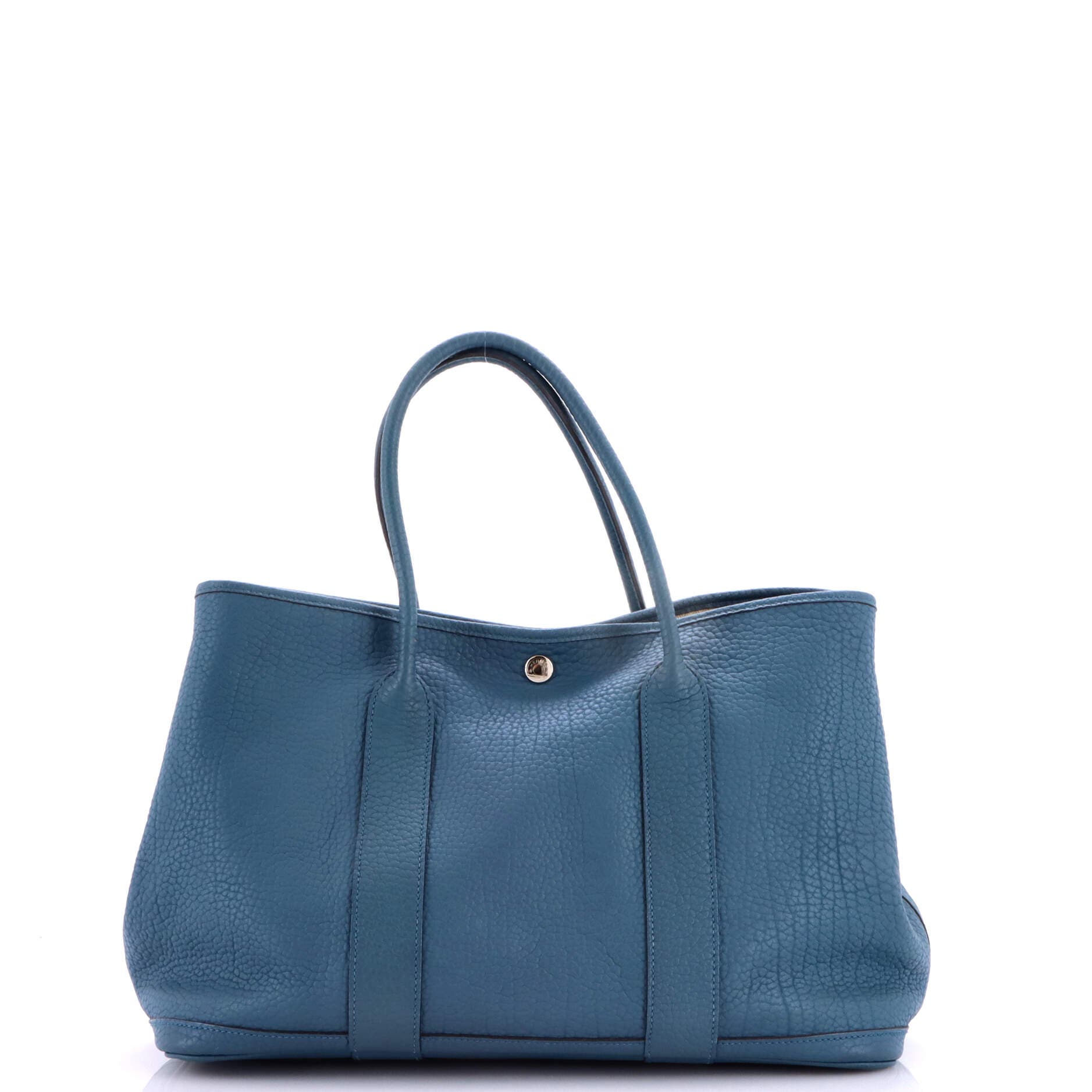 Pre-Owned Hermes Garden Party Tote Leather 36, Alternate, color, Bleu Tempete