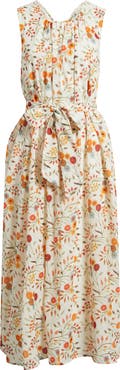 Mila Mae Floral Sleeveless Belted Midi Dress