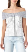 English Factory Stripe Off the Shoulder Blouse