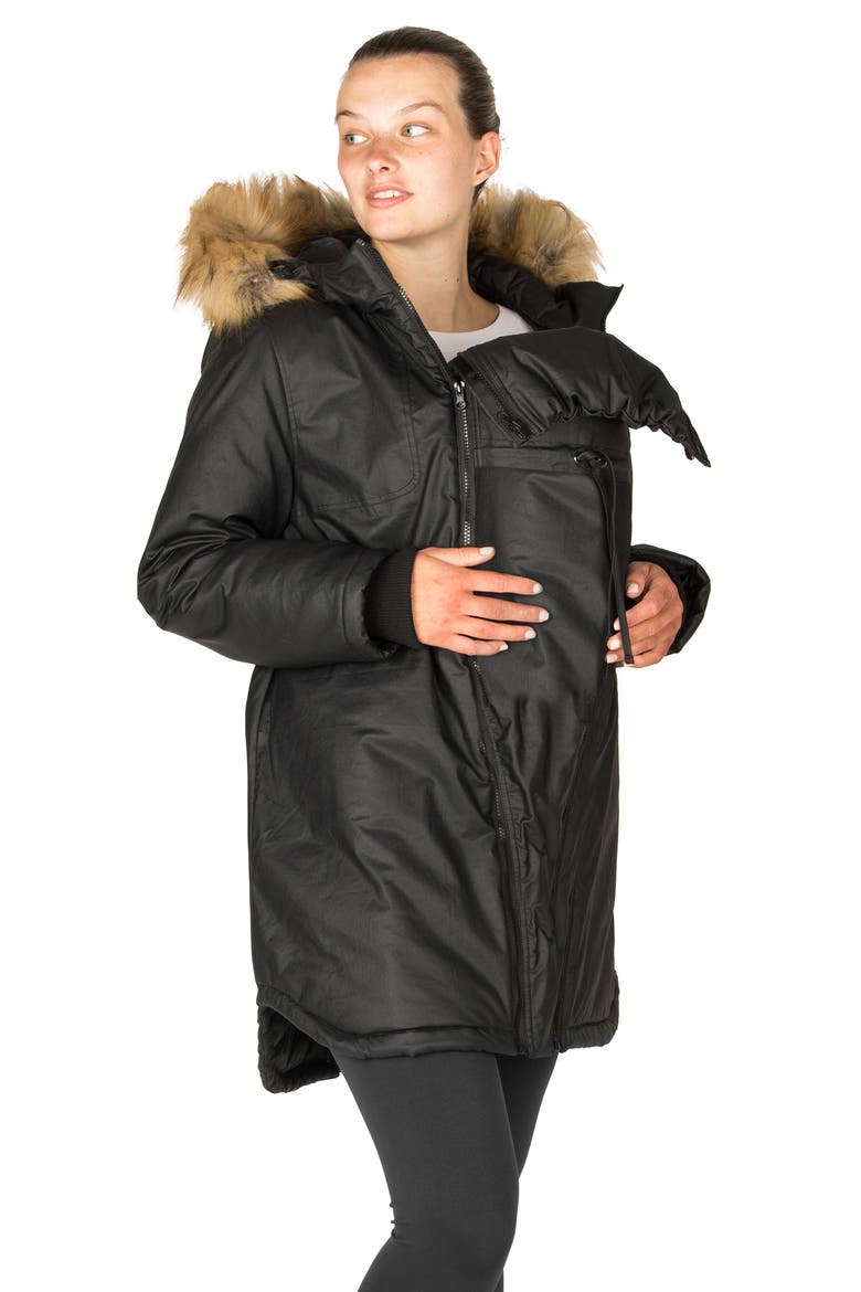 Sofia - Waxed Shell 3 in 1 Maternity Parka, Alternate, color, BLACK