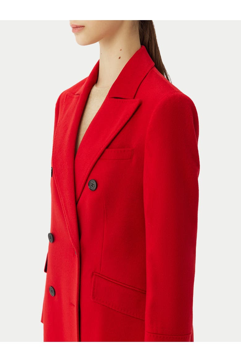 Cashmere Peak Lapel Long Coat, Alternate, color, red