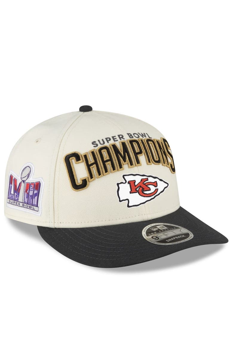 Men's New Era  Cream/Black Kansas City Chiefs Super Bowl LVIII Champions Locker Room Low Profile 9FIFTY Adjustable Hat, Main, color, Cream