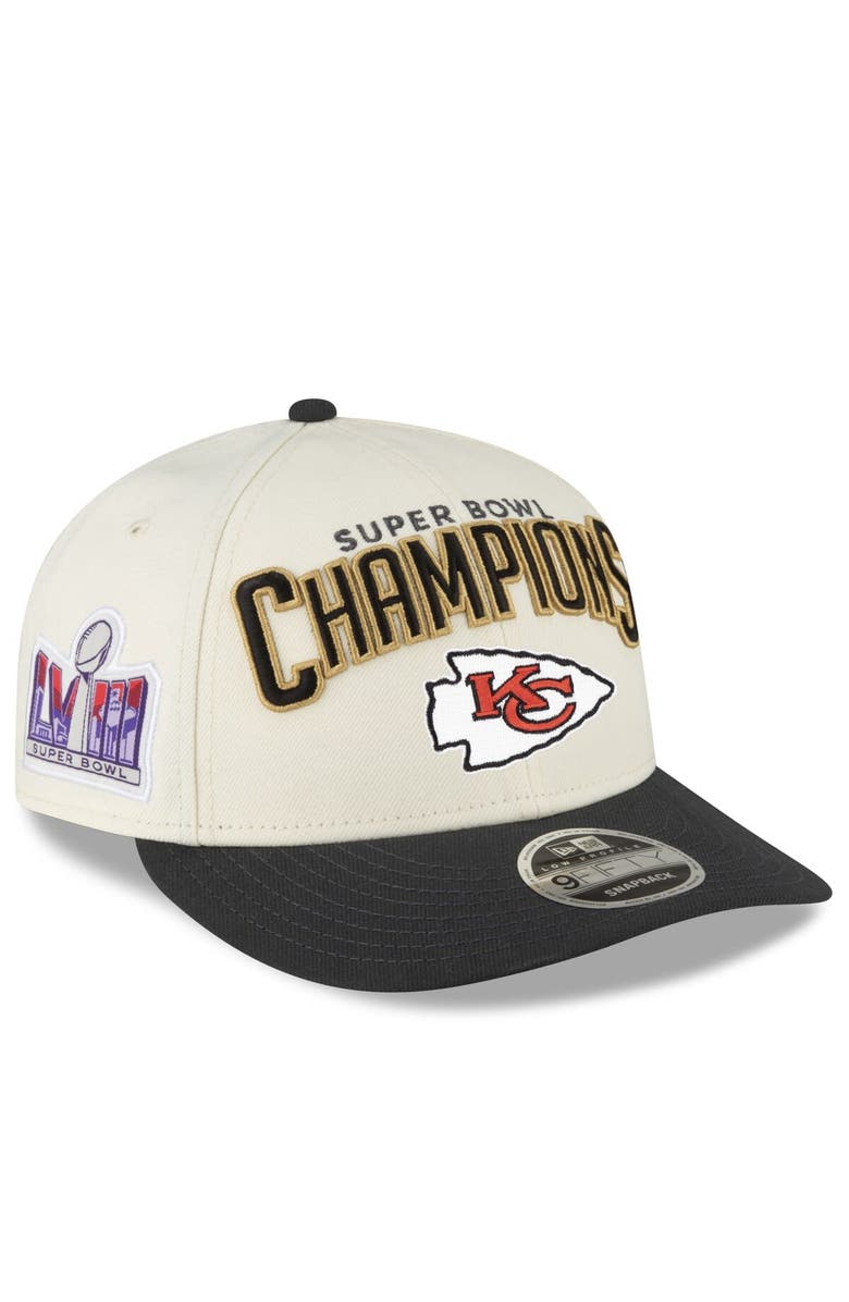 New Era Men's New Era Cream/Black Kansas City Chiefs Super Bowl LVIII Champions Locker Room Low Profile 9FIFTY Adjustable Hat, Main, color,