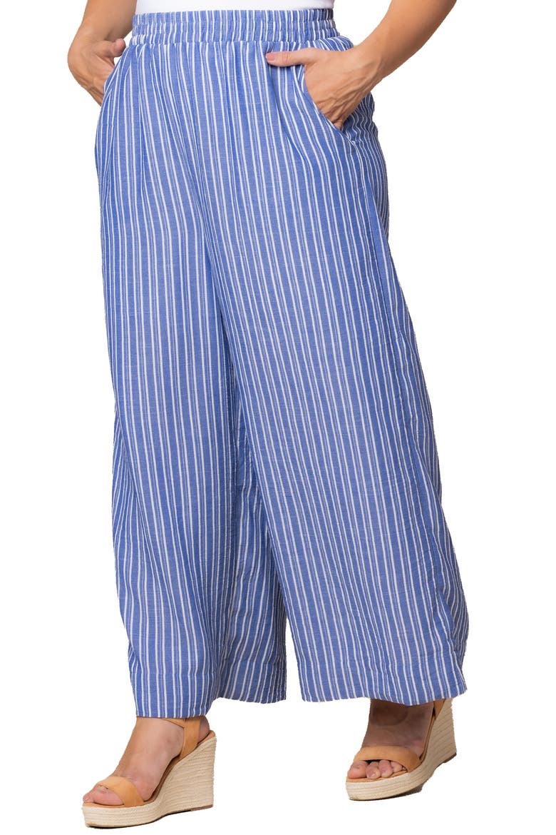 Eva Wide Leg Palazzo Pants, Alternate, color, BLUE STRIPE