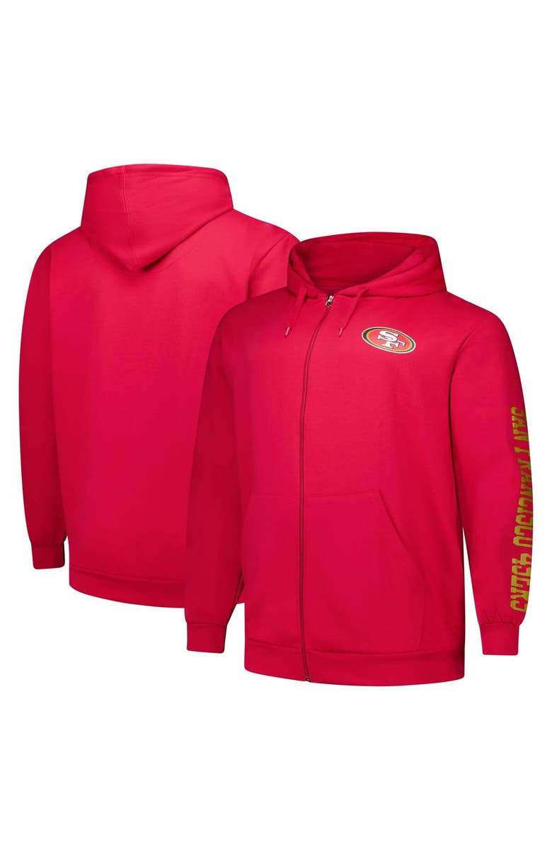FANATICS Men's Fanatics  Scarlet San Francisco 49ers Big & Tall Sleeve Hit Full-Zip Hoodie, Alternate, color, Scarlet