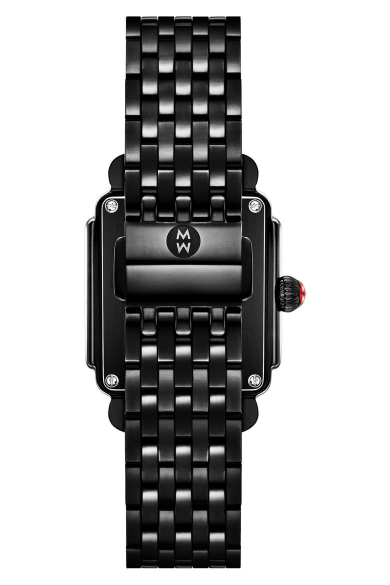 Deco Madison Mid Noir Diamond Bracelet Watch, 31mm x 25mm, Alternate, color, BLACK