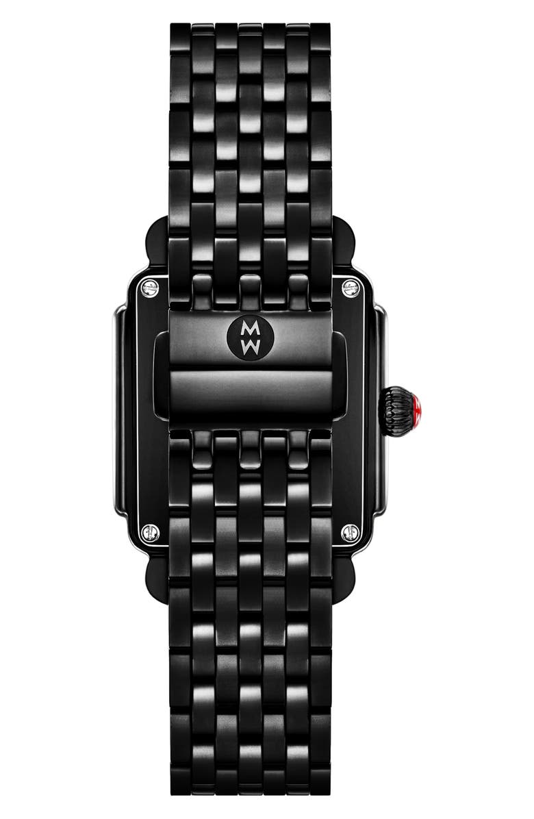 MICHELE Deco Madison Mid Noir Diamond Bracelet Watch, 31mm x 25mm, Alternate, color, Black