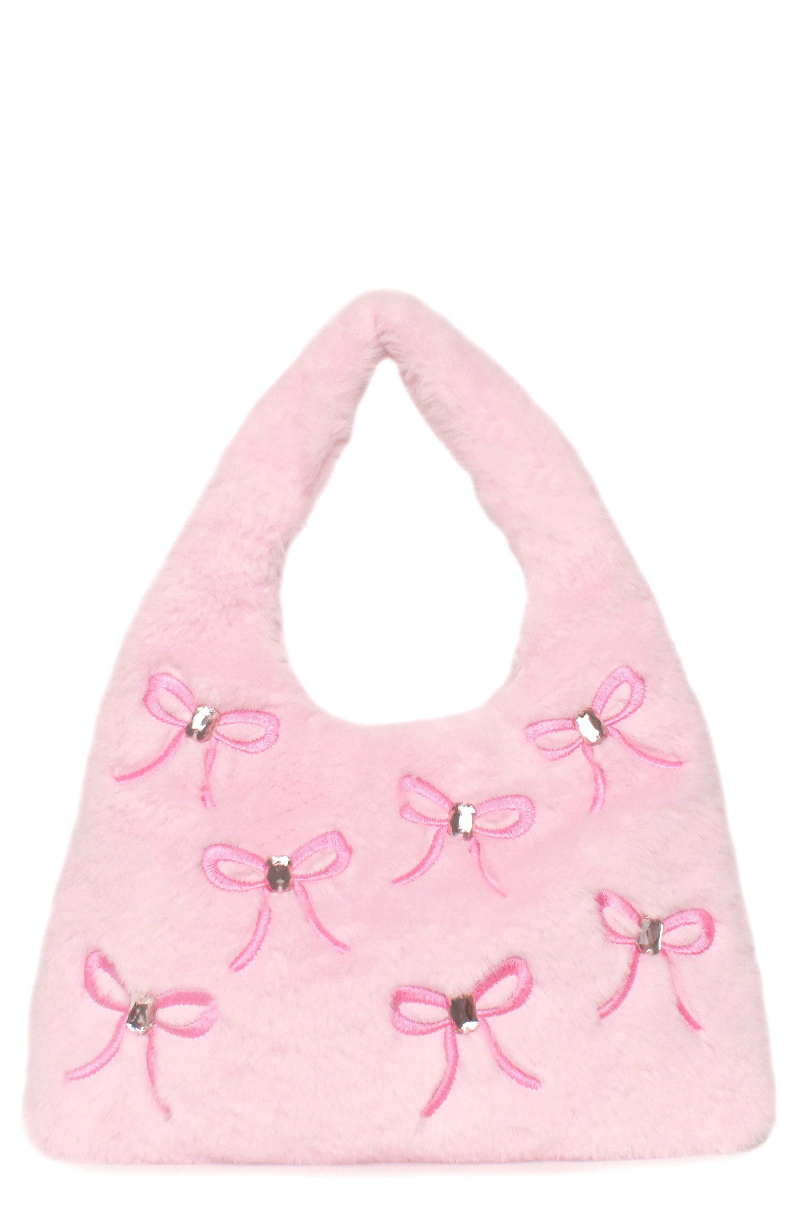 Kids' Bow Print Plush Mini Hobo