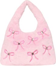 OMG Accessories Kids' Bow Print Plush Mini Hobo