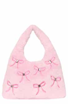 Kids' Bow Print Plush Mini Hobo