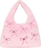 OMG Accessories Kids' Bow Print Plush Mini Hobo