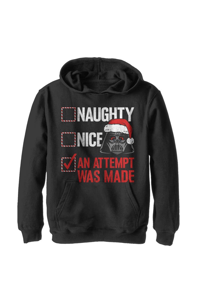 Star Wars Boy's Star Wars Christmas Vader Attempt Made  Pull Over Hoodie, Main, color, Black