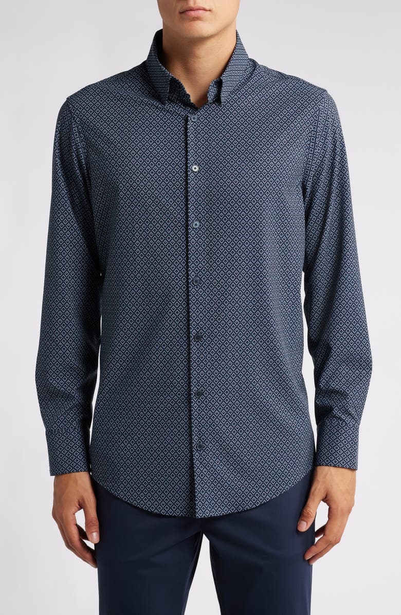 Mizzen+Main Leeward Trim Fit Print Performance Button-Up Shirt, Main, color, 