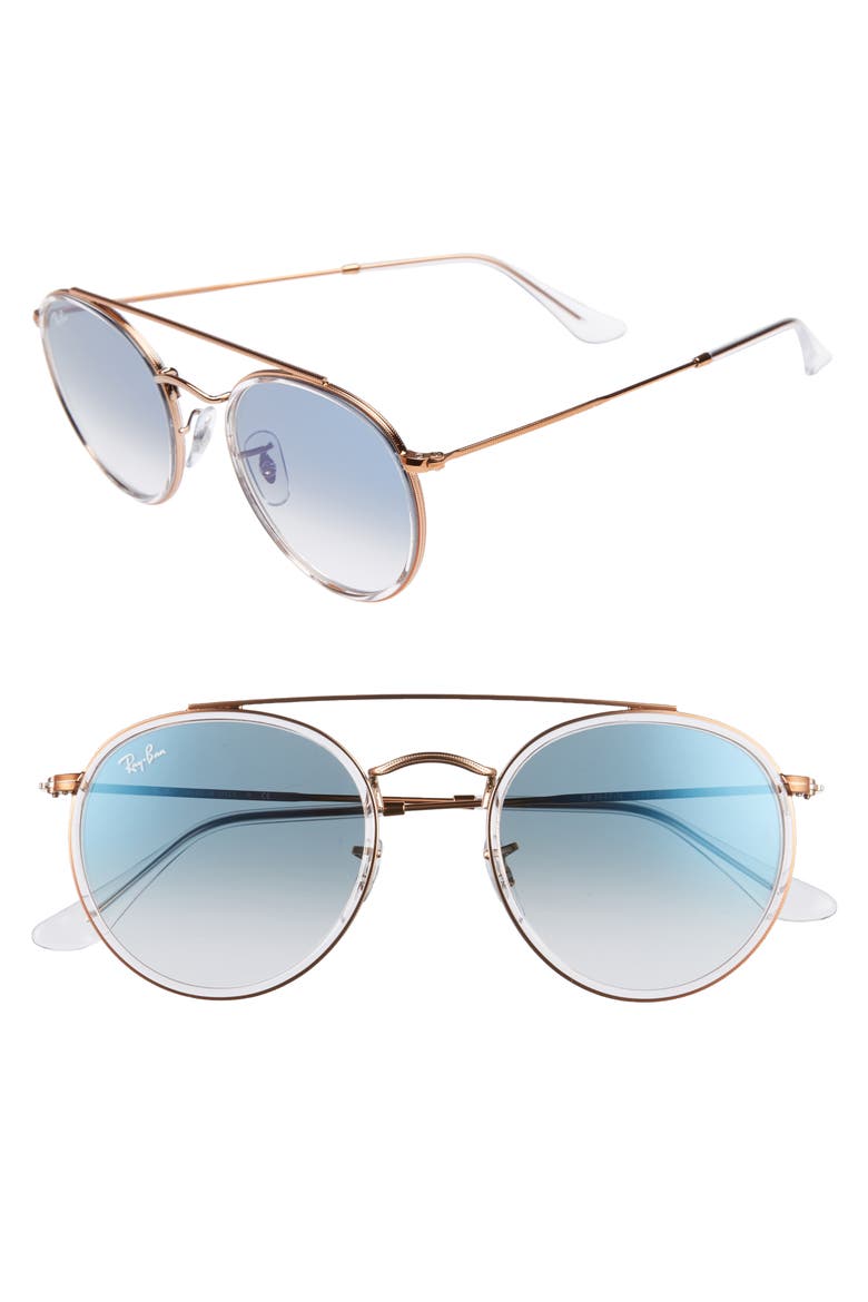 51mm Aviator Gradient Lens Sunglasses, Alternate, color, BLUE TRANSPARENT