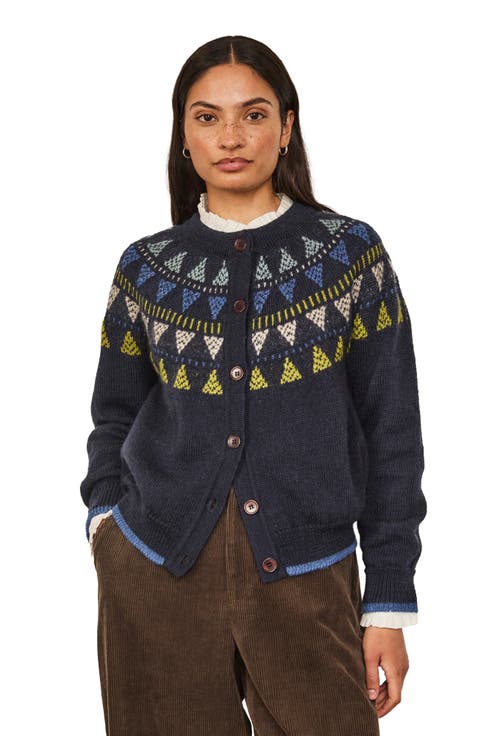 British Wool Geo Fair Isle Yoke Cardigan