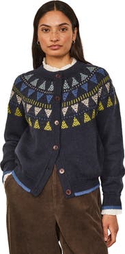 Celtic & Co. British Wool Geo Fair Isle Yoke Cardigan