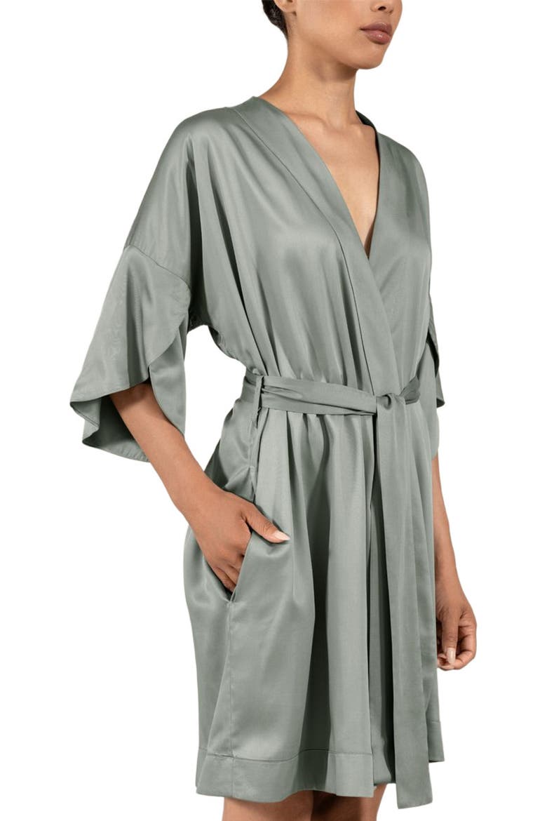 Naomi Short Woman's bathrobe, Alternate, color, Green