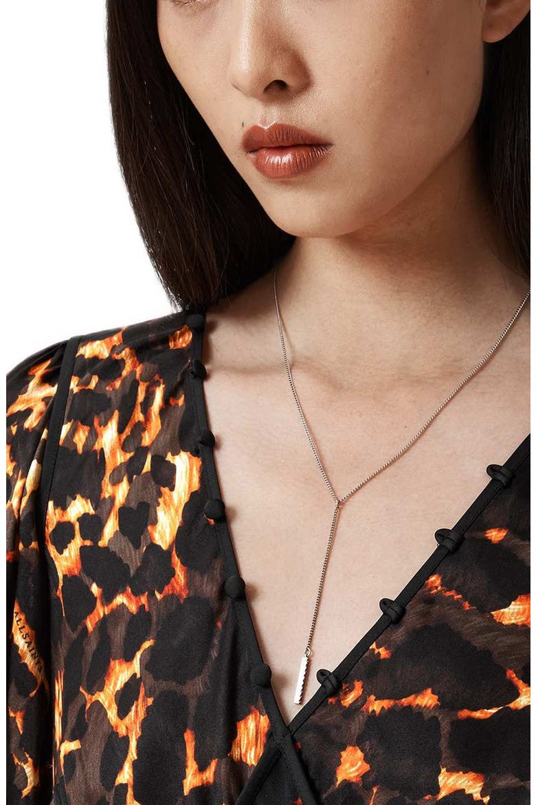 Dannie Print Long Sleeve Midi Dress, Alternate, color, PARDUS FLAME BROWN