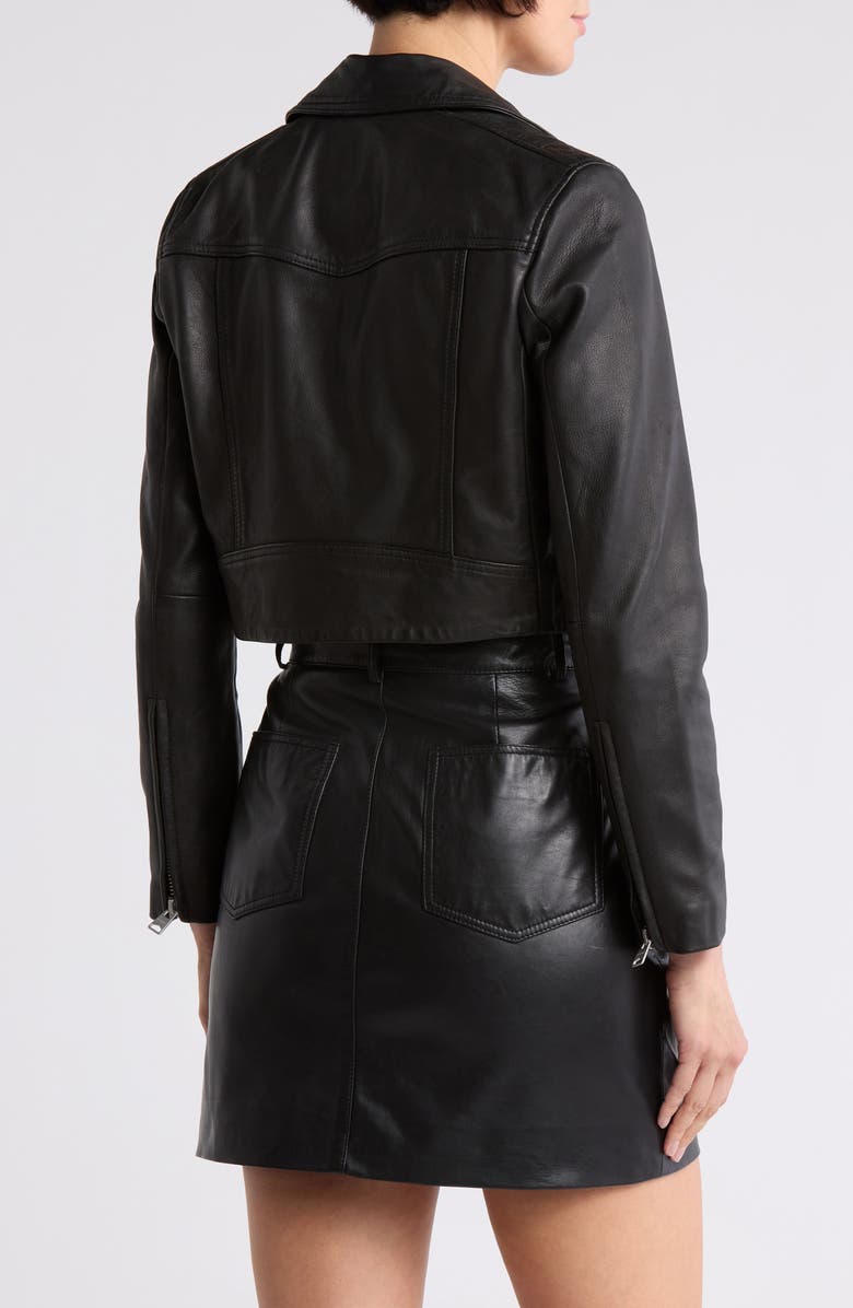 AllSaints Dalby Leather Crop Biker Jacket, Alternate, color, 