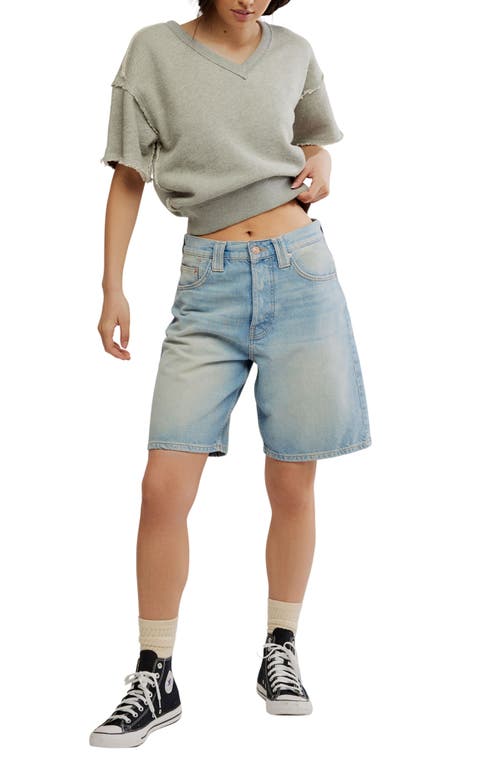 Free People So Easy Short Sleeve Sweatshirt In Gray