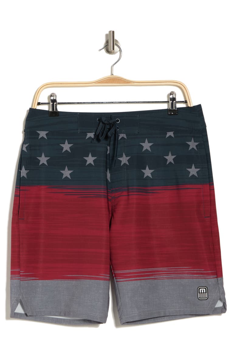 TravisMathew Starboard Shores Swimming Trunks, Alternate, color, Heather Blue Nights