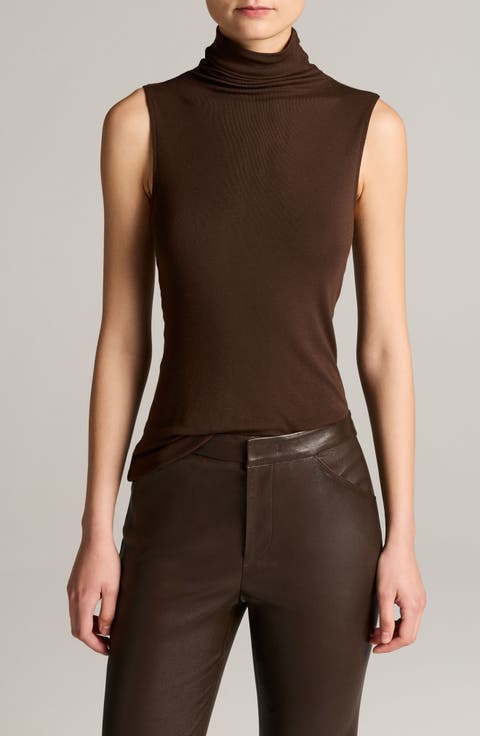 Sleeveless Modal Turtleneck Top