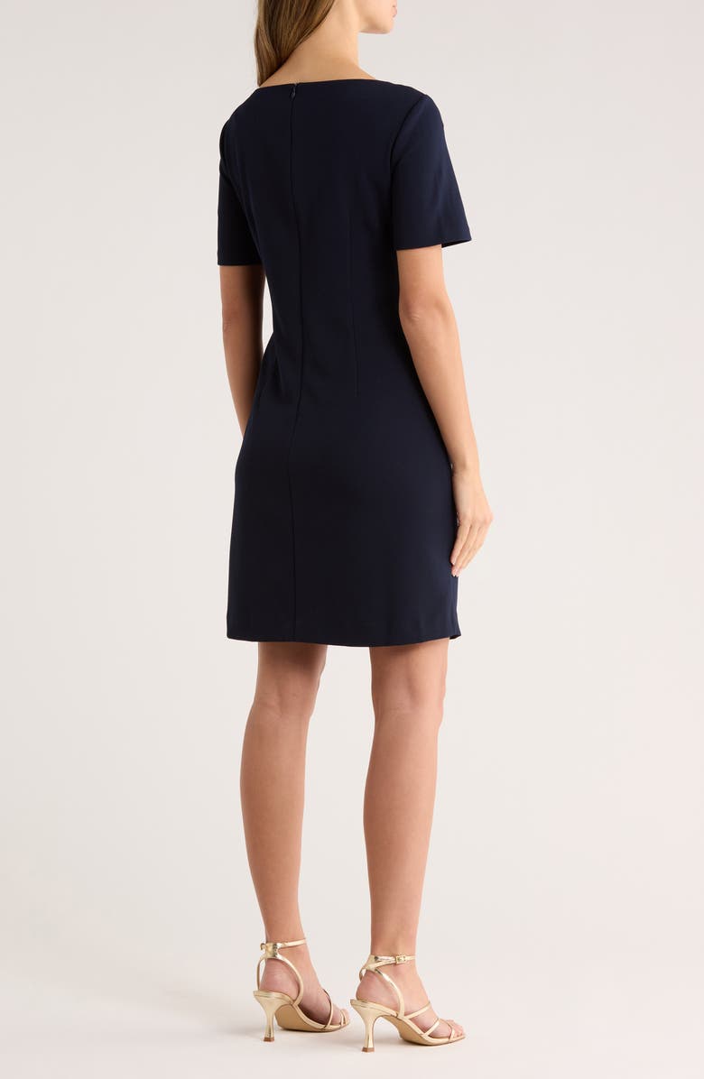 Eliza J Bateau Neck Short Sleeve A-Line Dress, Alternate, color, Navy
