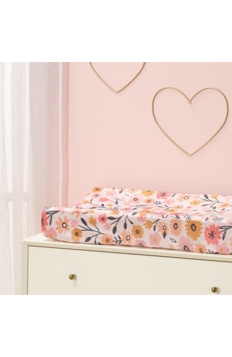 Lambs & Ivy Little Garden Ultra-Soft Minky Floral Baby Changing Pad Cover, Alternate, color, Pink