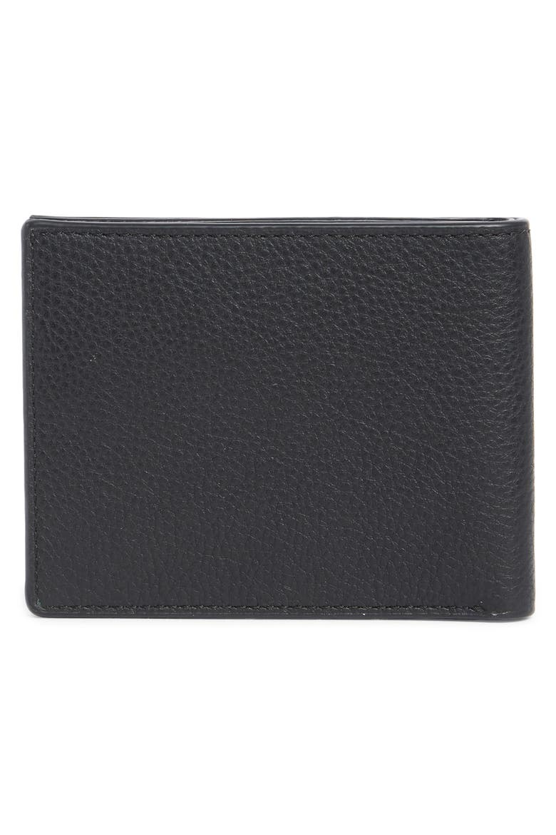 Simple Pebbled Leather Bifold Wallet, Main, color, BLACK