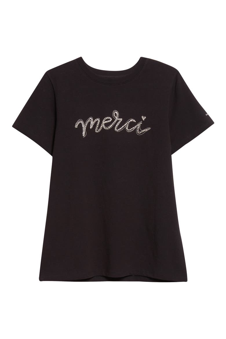Merci Chain T-Shirt, Alternate, color, BLACK/ SILVER