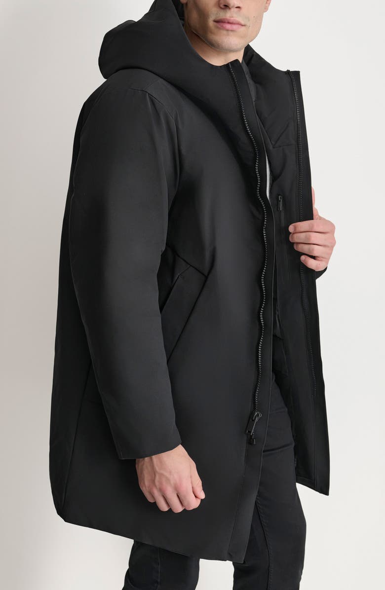 DKNY Stretch Arctic Hooded Jacket, Alternate, color, Black