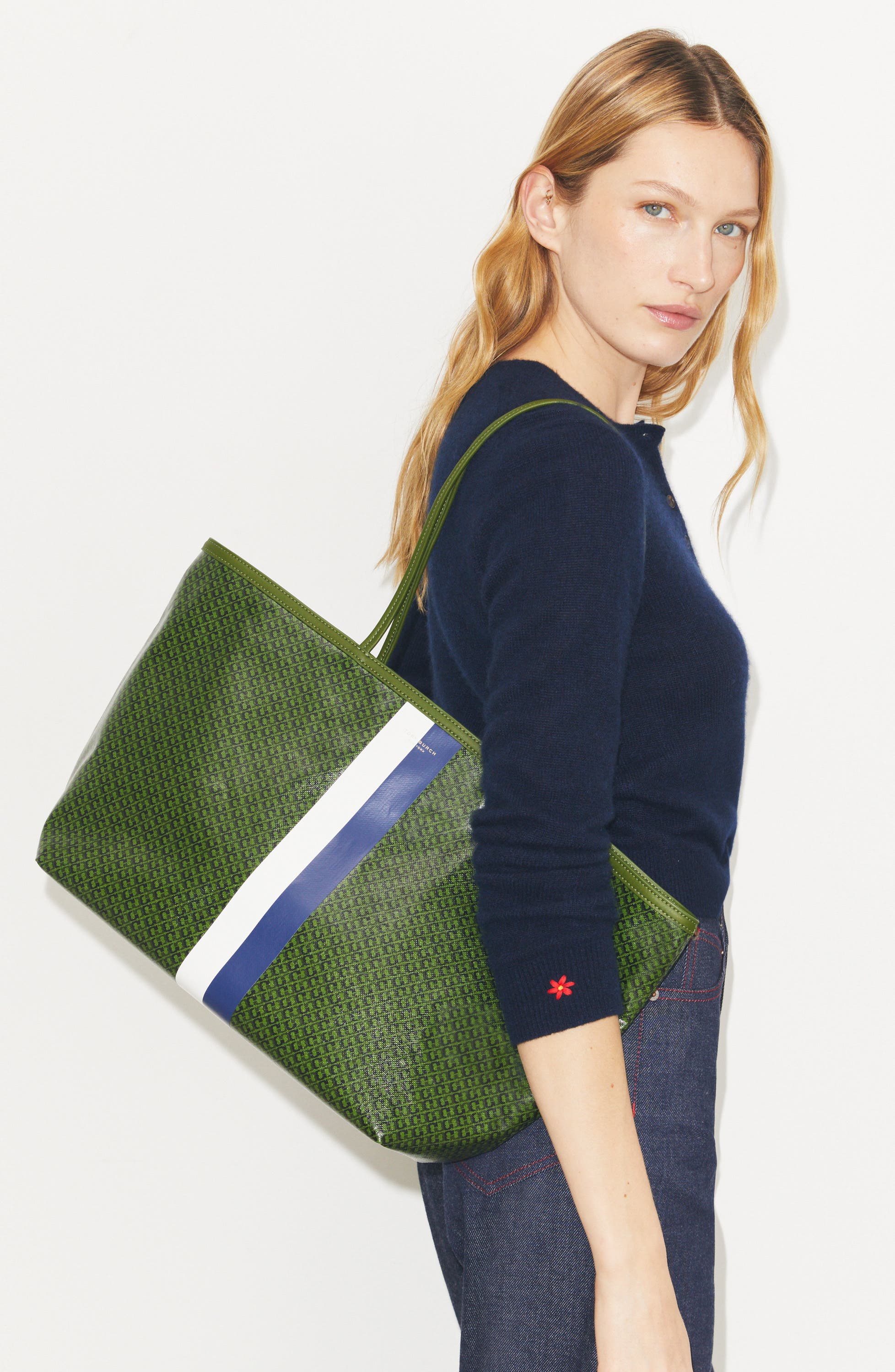 The Racer Tote, Alternate, color, GREEN PRINTED