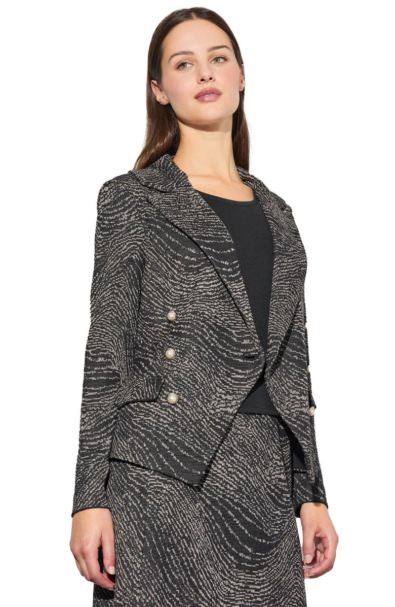 Ming Wang Heritage Fit Double Breasted Knit Blazer, Alternate, color, Mink/ Black/ Gunmetal
